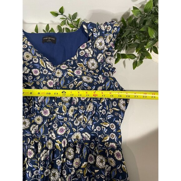 Lane Bryant Floral Print Maxi Dress With Pockets 16 100% Cotton Shell - Picture 12 of 15